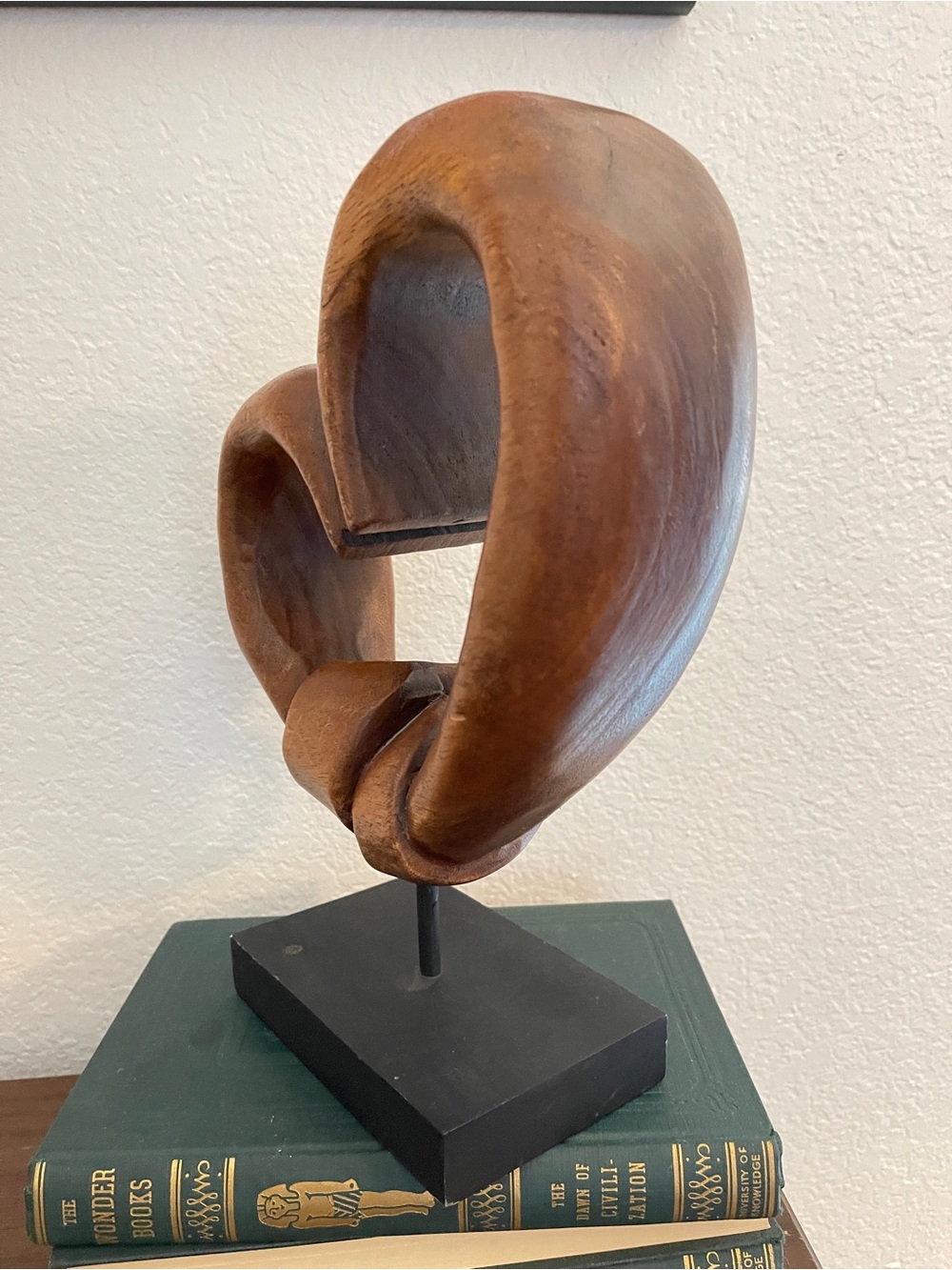 Wooden Hand Carved Abstract Sculpture Statue Heart Gift Home Decor - Picture 6 of 10